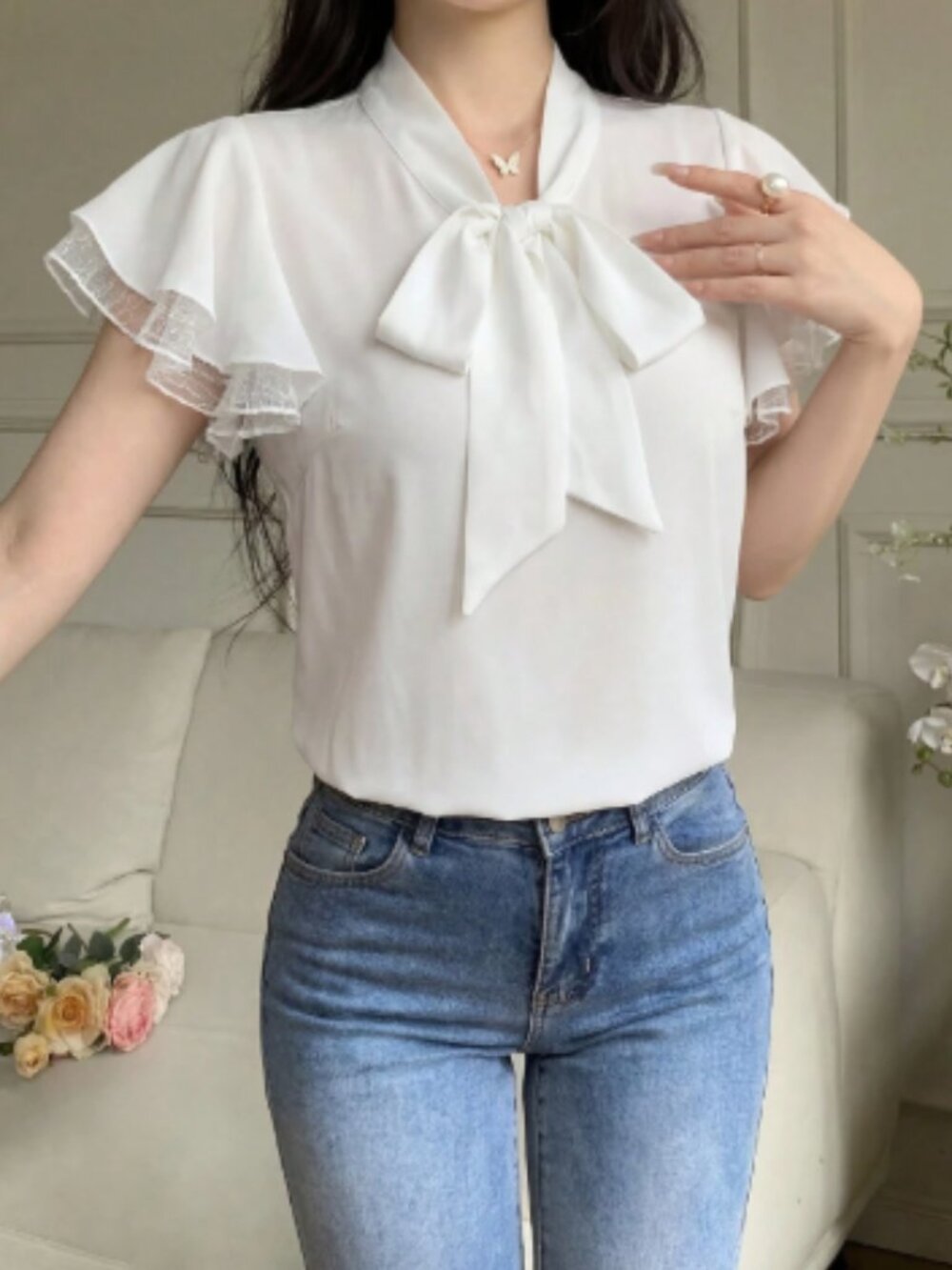 White flowy blouse